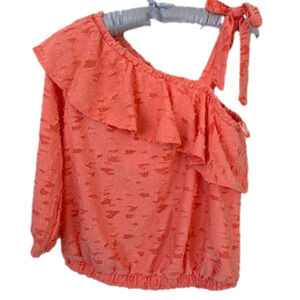 Nwt Lauren Conrad Peach Cold Shoulder Elastic Waist Top